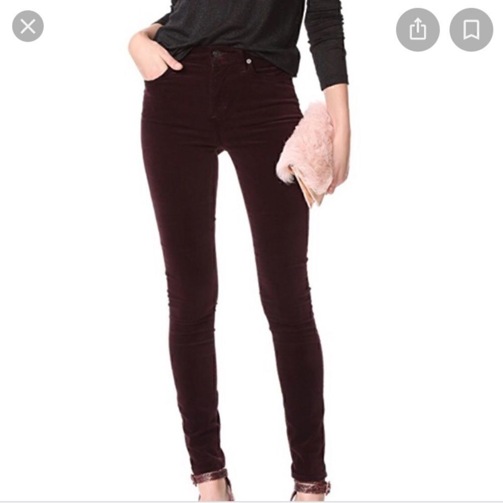 Citizens of Humanity Burgundy Velvet Skinny 25